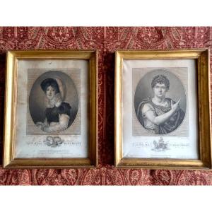 Pair Of Engravings Circa 1800: Mademoiselle Mars And Talma
