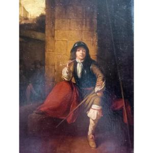 In The Style Of The Dutch Golden Age: Young Soldier Smoking His Pipe 