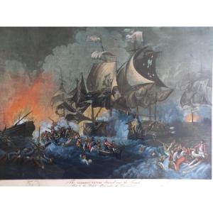 Aquatint From The Late 18th Century: The Naval Battle Of June 1, 1794