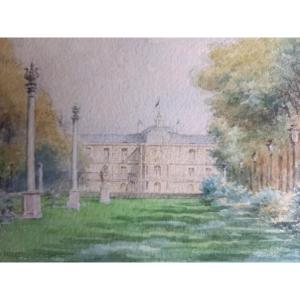 In The Park Of A Palace. Watercolor