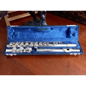 Circa 1960. Silver-plated Metal Transverse Flute By W. Schreiber