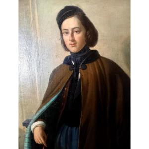 1843, By F.j. Flaxland. Portrait Of A Student