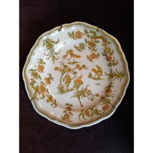 Moustier 18th Century, Olerys Factory. Plate Decorated With Grotesques 