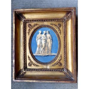Italy, Early 19th Century. The Three Graces Painted On Slate. 