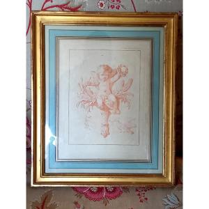 Engraving In The Style Of 18th-century Sanguine. Triumphant Love 