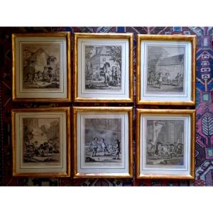 Augustin De Saint Aubin: The Games Of The Little Rascals Of Paris. Complete Framed Series