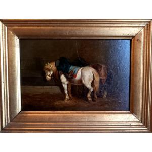 Second Half Of The 19th Century. Horses In The Stable 