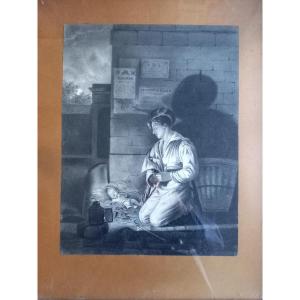 Romantic Drawing From The 19th Century, A Scene Of Misery Or A Scene From The Theatre?