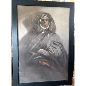 Francois Sasmayoux. Large Orientalist Pastel Titled: At Mogador