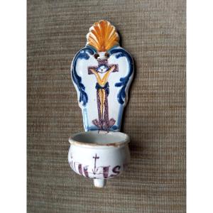 Nevers Earthenware, 18th Century: Holy Water Font 