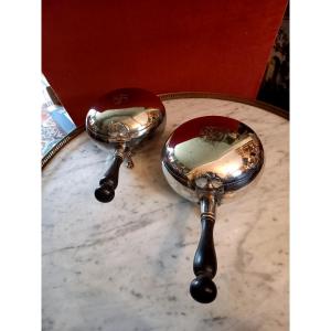 Pair Of Covered Silver-plated Serving Pots, 19th Century