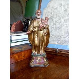 Circa 1830 . Marseille. Santibelli. Saint Joseph And Baby Jesus