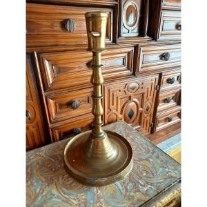Large Turned Brass Candlestick.