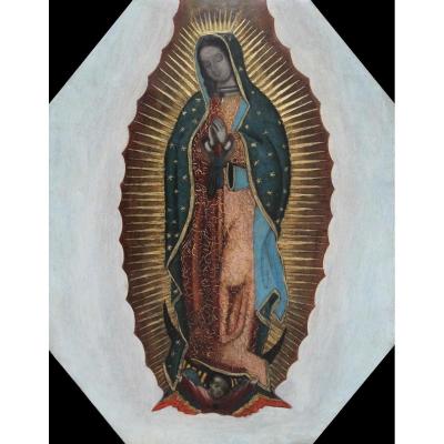 Our Lady Of Guadalupe, Oil On Copper, Mexico Eighteenth Century