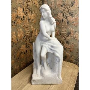 Marble Sculpture Of A Seated Young Woman 