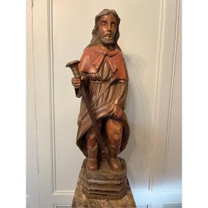 Polychrome Sculpture Of Saint Roch From The Early 19th Century