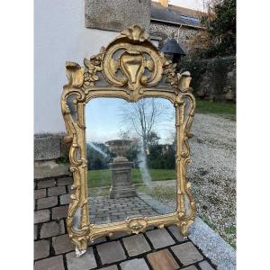 Louis XV Period Mirror In Painted And Gilded Wood 