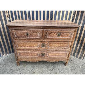 Liège-style Chest Of Drawers In Natural Oak From The 19th Century