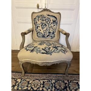 Louis XV Period Armchair In Lacquered Beech 