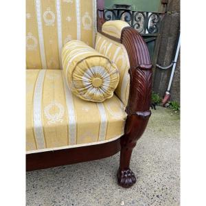 Restoration Period Bench In Mahogany And Mahogany Veneer