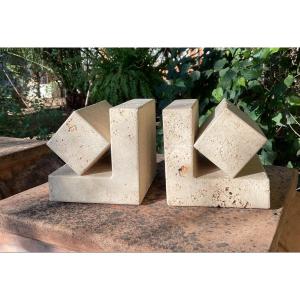 Bookend In Travertine By Fratelli Mannelli Circa 1970