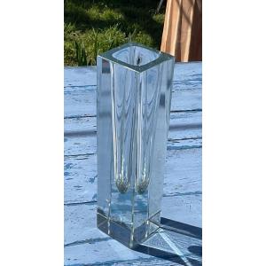 Rare Transparent Vase By Flavio Polished In Murano Glass Circa 1970