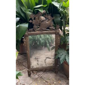 Louis XVI Period Silver Mirror With Military Attributes