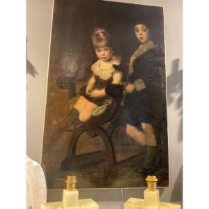 Large Portrait Of Children Around 1880 Unknown Artist