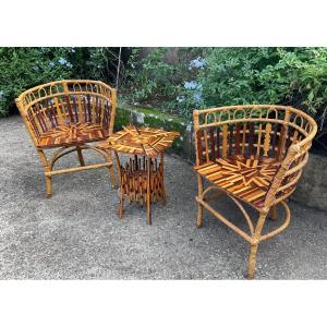 Folk Art Small Living Room Furniture In Star Marquetry 