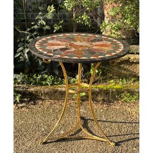 Grand Tour. 19th Century Marble Marquetry Gueridon Table