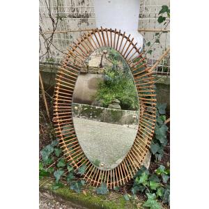 Sun Mirror 1950 In Rattan