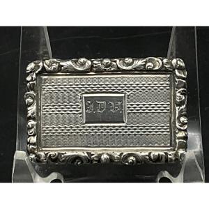 Rectangular Dressing Table In Guilloche And Chiselled English Sterling Silver.