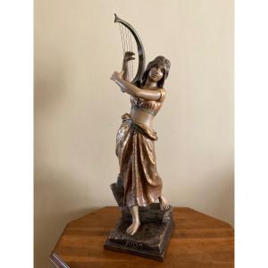 Polychrome Orientalist Terracotta From The Goldsheider Manufactory Signed George Coudray.