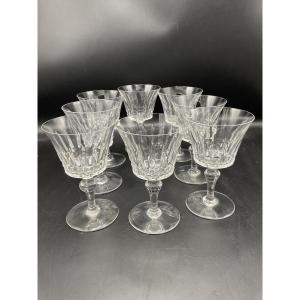 Eight Piccadilly Model Water Glasses In Colorless Crystal From Cristallerie De Baccarat.