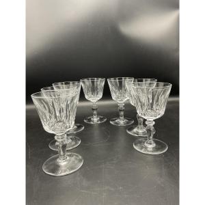 Seven White Wine Glasses, Ile De France Model, In Colorless Crystal From The Baccarat Crystal Factory