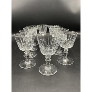 Ten Port Glasses, Ile De France Model, In Colorless Crystal From The Baccarat Crystal Factory
