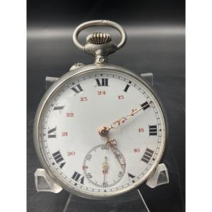 Solid Silver Pocket Watch With Floral Scroll Decoration, Signed Bayard.