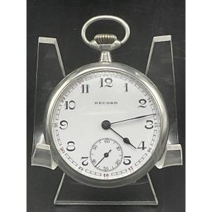 Pocket Watch Or Pocket Watch By Record Watch Co Geneva In Silver With Art Nouveau Decoration.