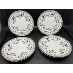 Six Porcelain Dinner Plates, Haviland Factory In Limoges, Decorated With The Eugenie Imperial Design.