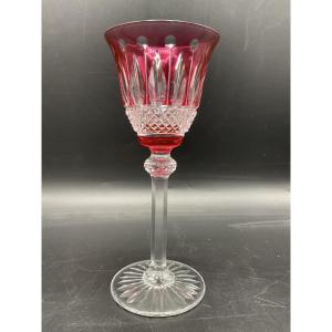 Saint Louis A Roemer White Wine Glass In Red Cut Crystal, Tommy Model.