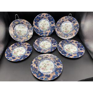 Seven Porcelain Dessert Plates From Haviland Factory In Limoges Featuring The Dammouse Design