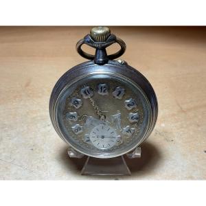 Regulator Watch In Cartridge Steel Representing A Toreador In The Arena With A Bull.