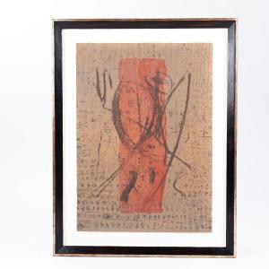 Abstract Painting Beige-brown-orange By The Leipzig Painter W. Biedermann 1987