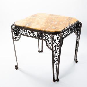 French Forged Iron Art Déco Center Table By Malatre Et Tonnelier, 1930s