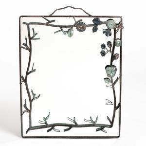 French Midcentury Bronze Naturalistic Designed Mirror For Lanvin Paris, 1970s