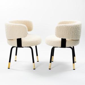 Pair Of Extravagant Formanova Armchairs Covered With Bouclé Fabric Italy 1970s