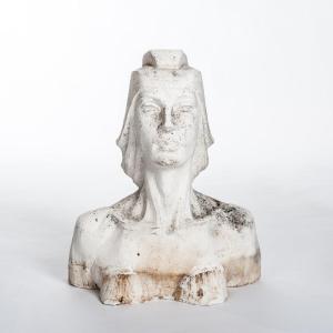 Modern Spanish White Plaster Female Bust-sculpture By Lucita Latorre, 1991