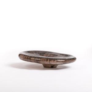 Italian Mid-century Resin Bowl In Brown-gold Tones Florenze 1980s