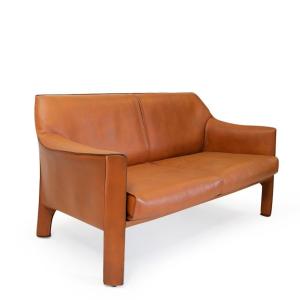 Mid-century Sofa Leather Sofa By Mario Bellini For Cassina 1970s