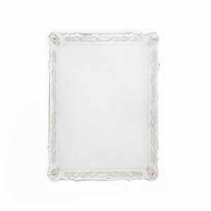 Rectangular Italian Mid-century Cristal Mirror With Stylized Decoration 1950s